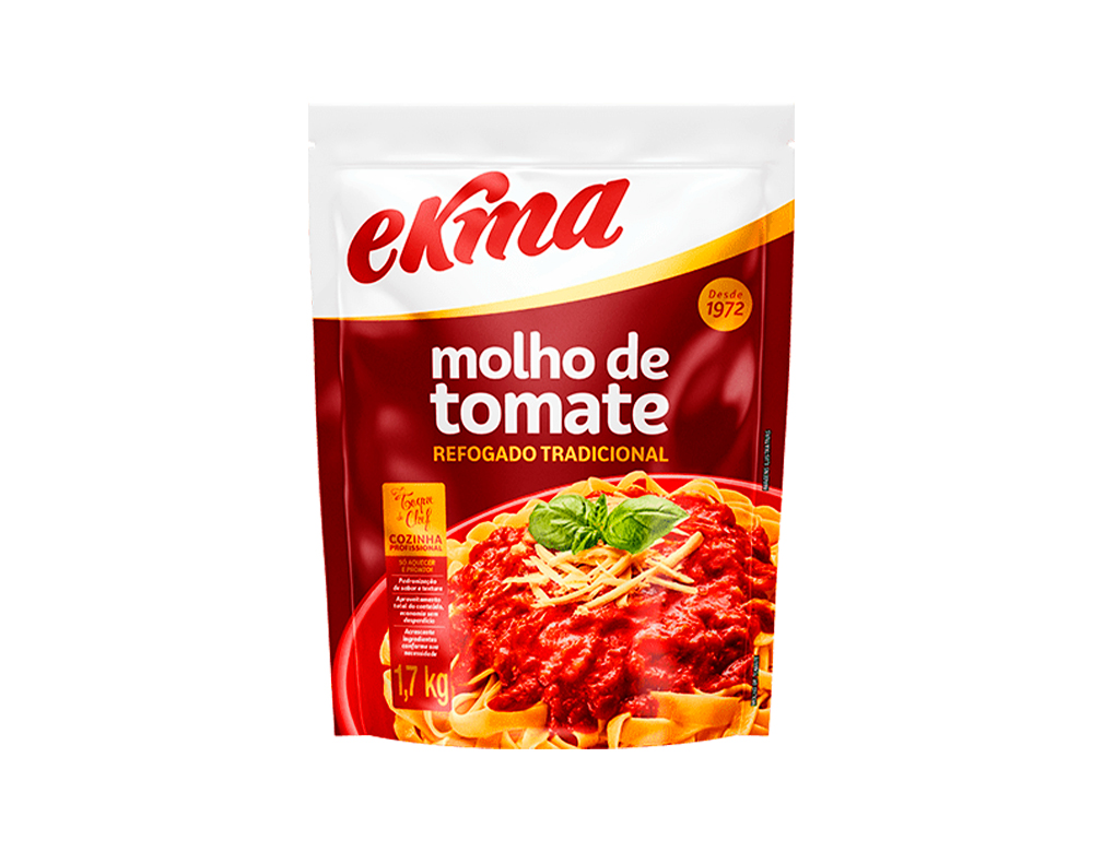 MOLHO DE TOMATE REFOGADO TRADICIONAL EKMA 1,7 KG (CX 6 BAG)